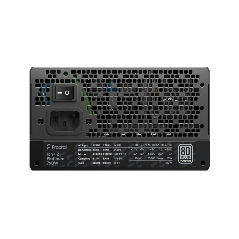 Fractal Design lon+2 Platinum 760W電源ユニット Ion-2-Platinum-760W-Rear-